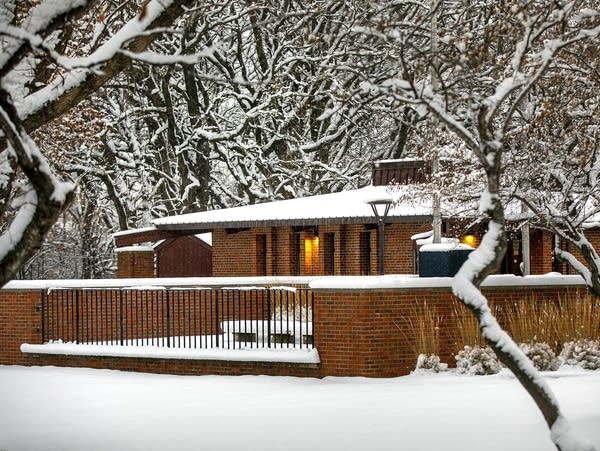 A fresh coating of snow blankets the Burgen Lake Rest Area