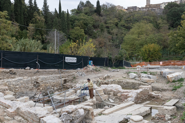 Emanuele Mariotti, archaeologist and fieldwork manager for the municipality of San Casciano dei Bagni, at the archaeological site on Nov. 12.