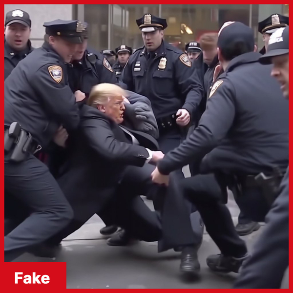 AI-generated image: a fake image of former President Donald Trump being arrested.