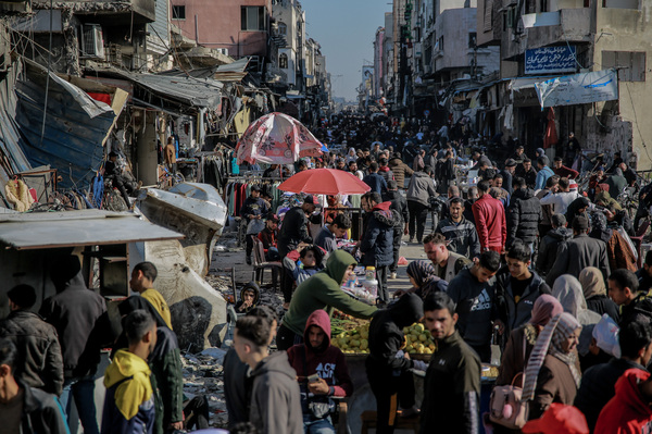 At a makeshift market on Omar Mukhtar Street in northern Gaza's Palestine Square, vendors are selling household items, clothing, canned foods and some root vegetables — but at steep prices.