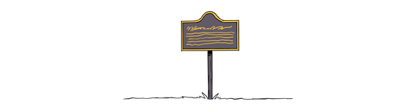 Illustration of a small historical marker indicating a section break.