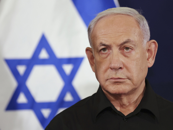 FILE - Israeli Prime Minister Benjamin Netanyahu attends a press conference in the Kirya military base in Tel Aviv, Israel on Oct. 28, 2023.