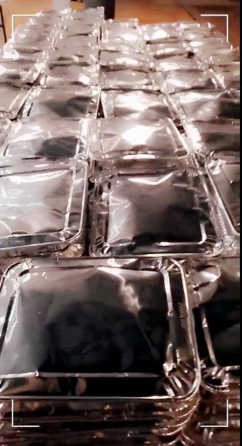 video still of aluminum food trays