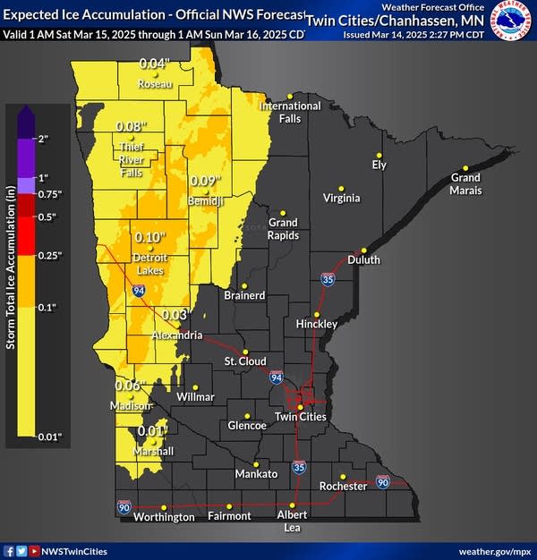 Potential ice accumulations