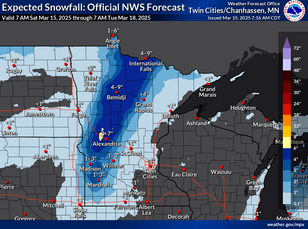 Potential snowfall