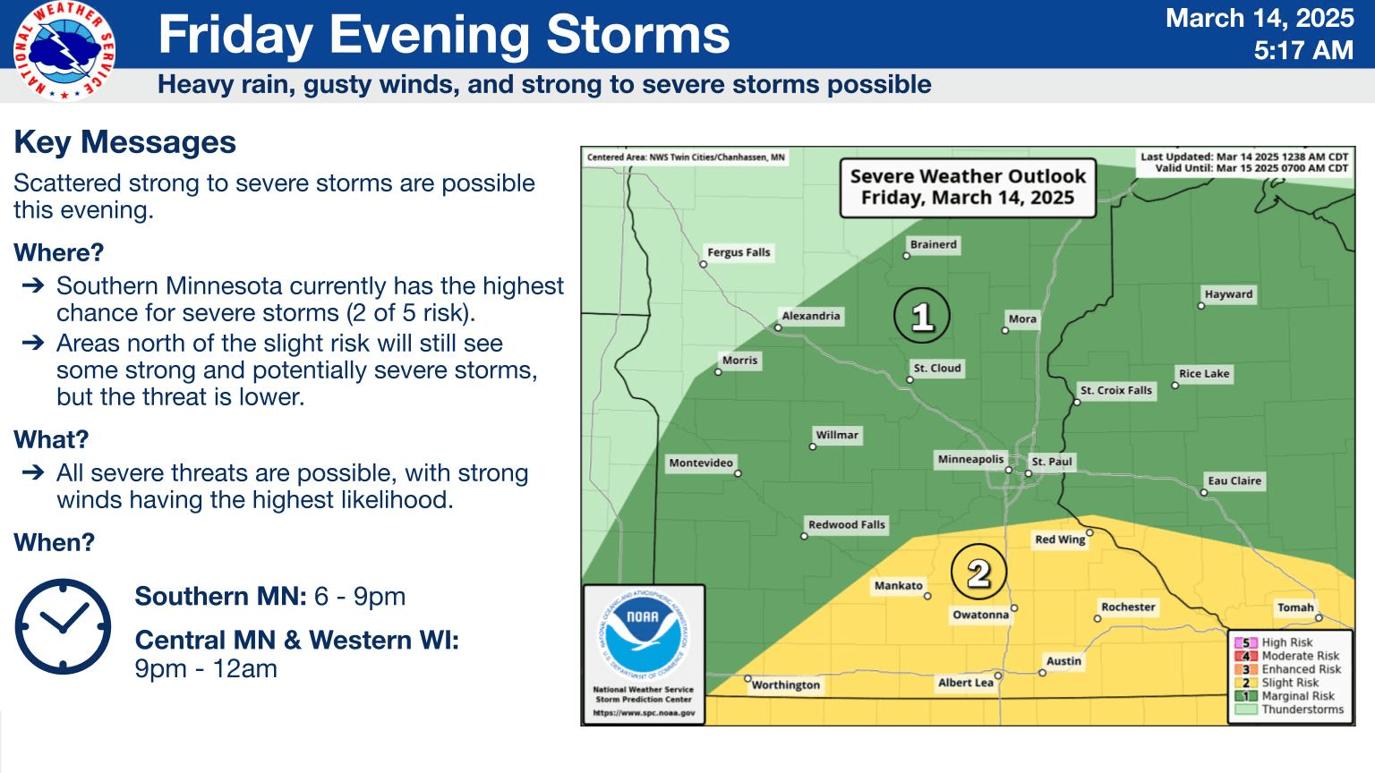 Severe weather risk areas