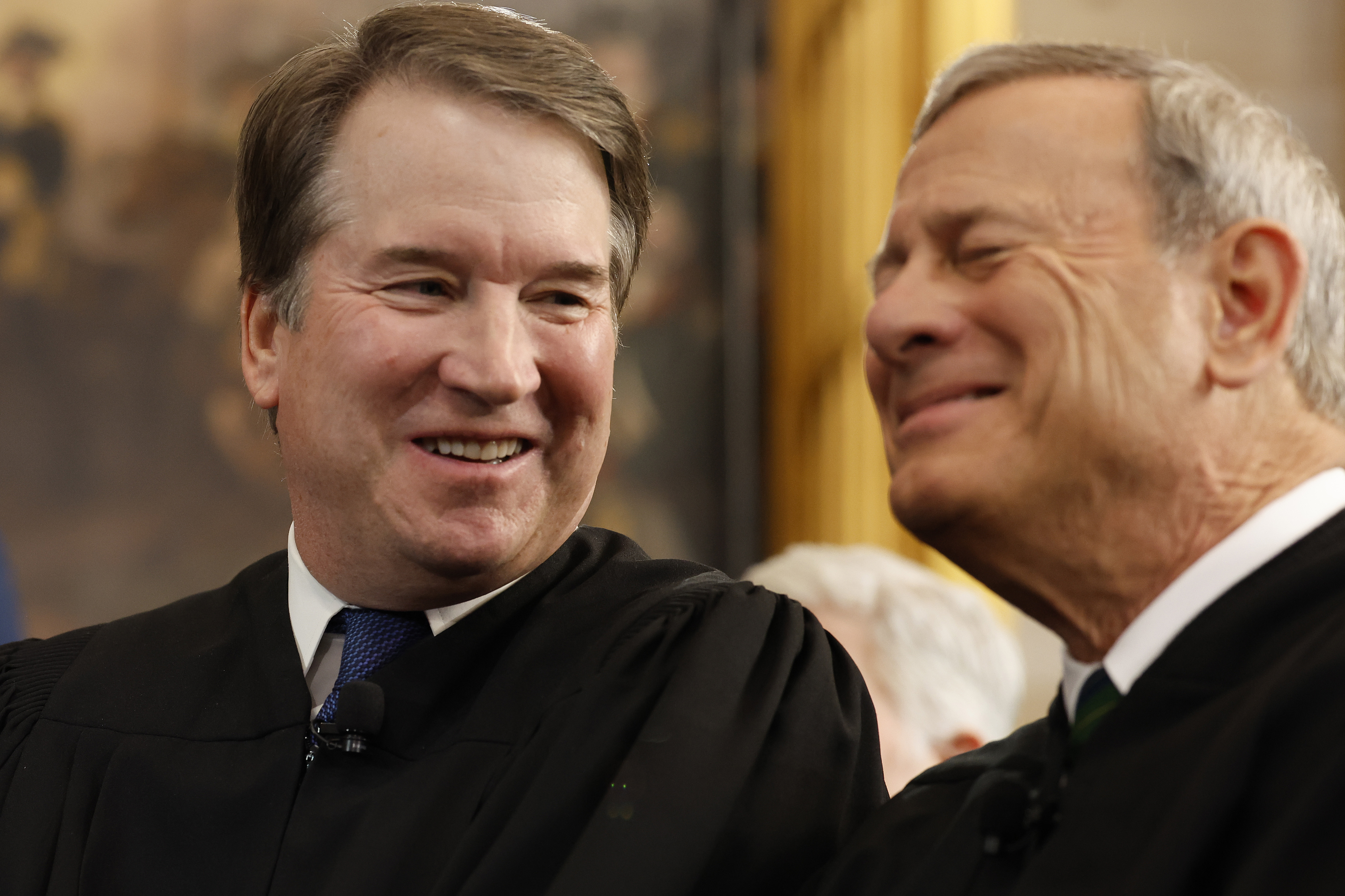 Justices Kavanagh and Roberts sharing what’s a funny moment to them