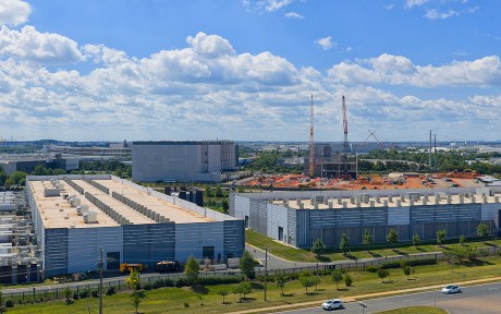Aerial view of data centers in Ashburn, Virginia.