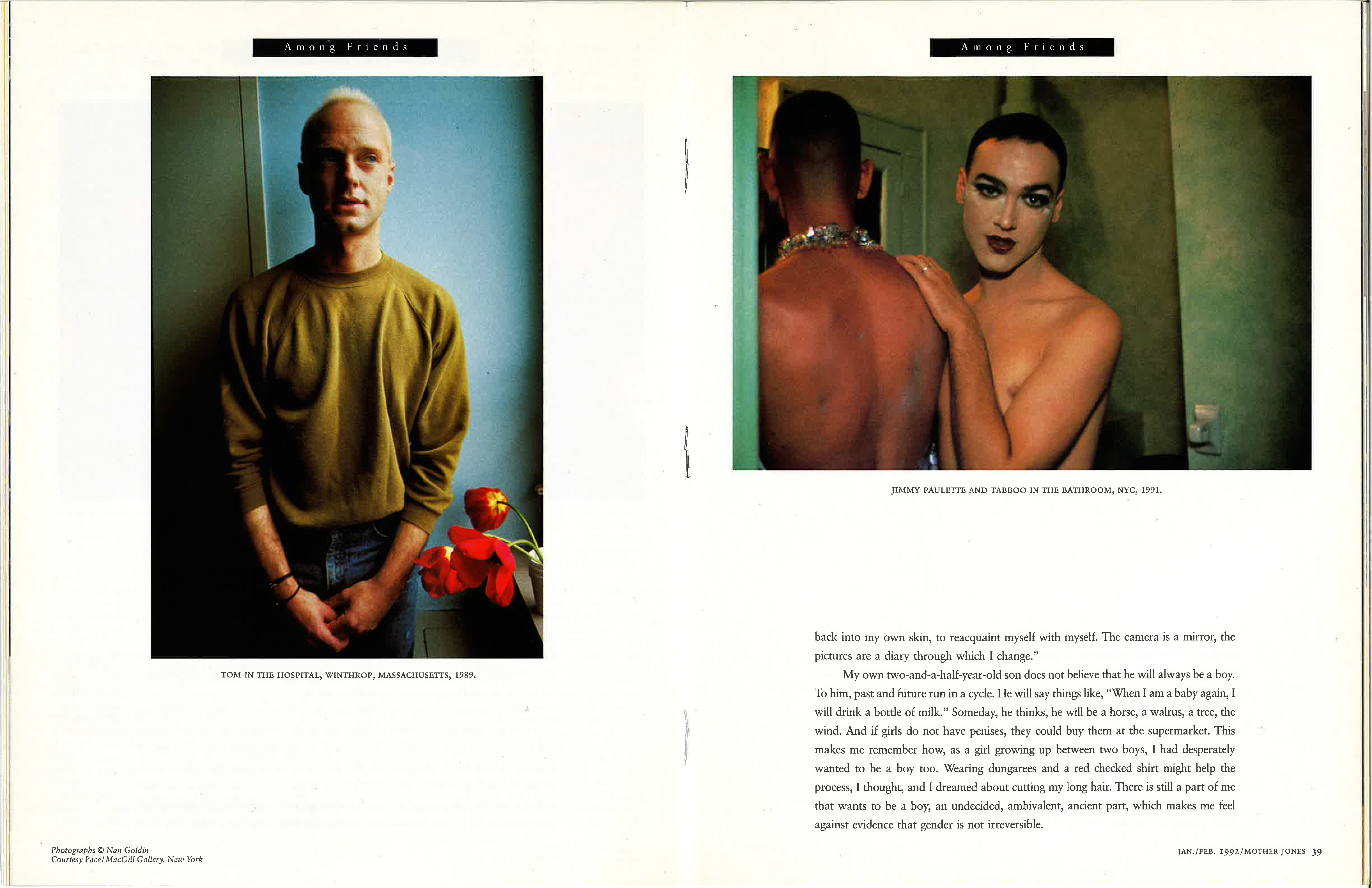 Another spread from "Among Friends," featuring two photos.