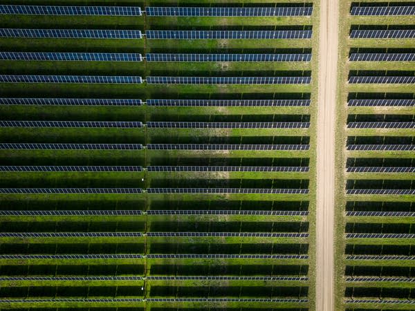 A solar array seen from above