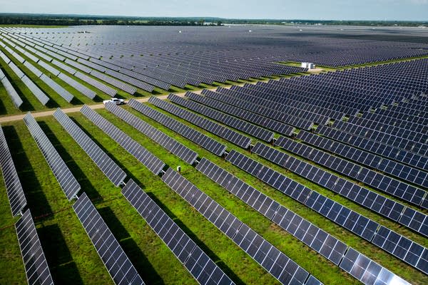 A solar array seen from above