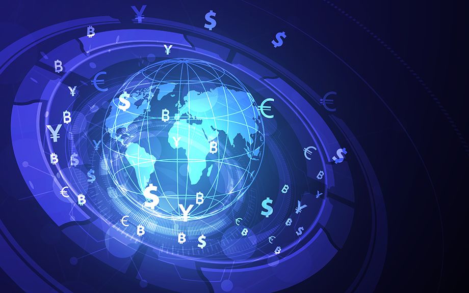 Money transfer. Global Currency. Stock Exchange. Stock vector illustration.