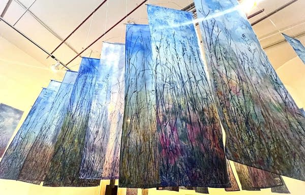 A display with art