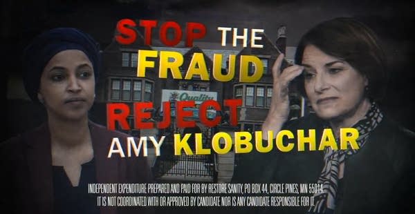 An ad showing both Ilhan Omar and Amy Klobuchar