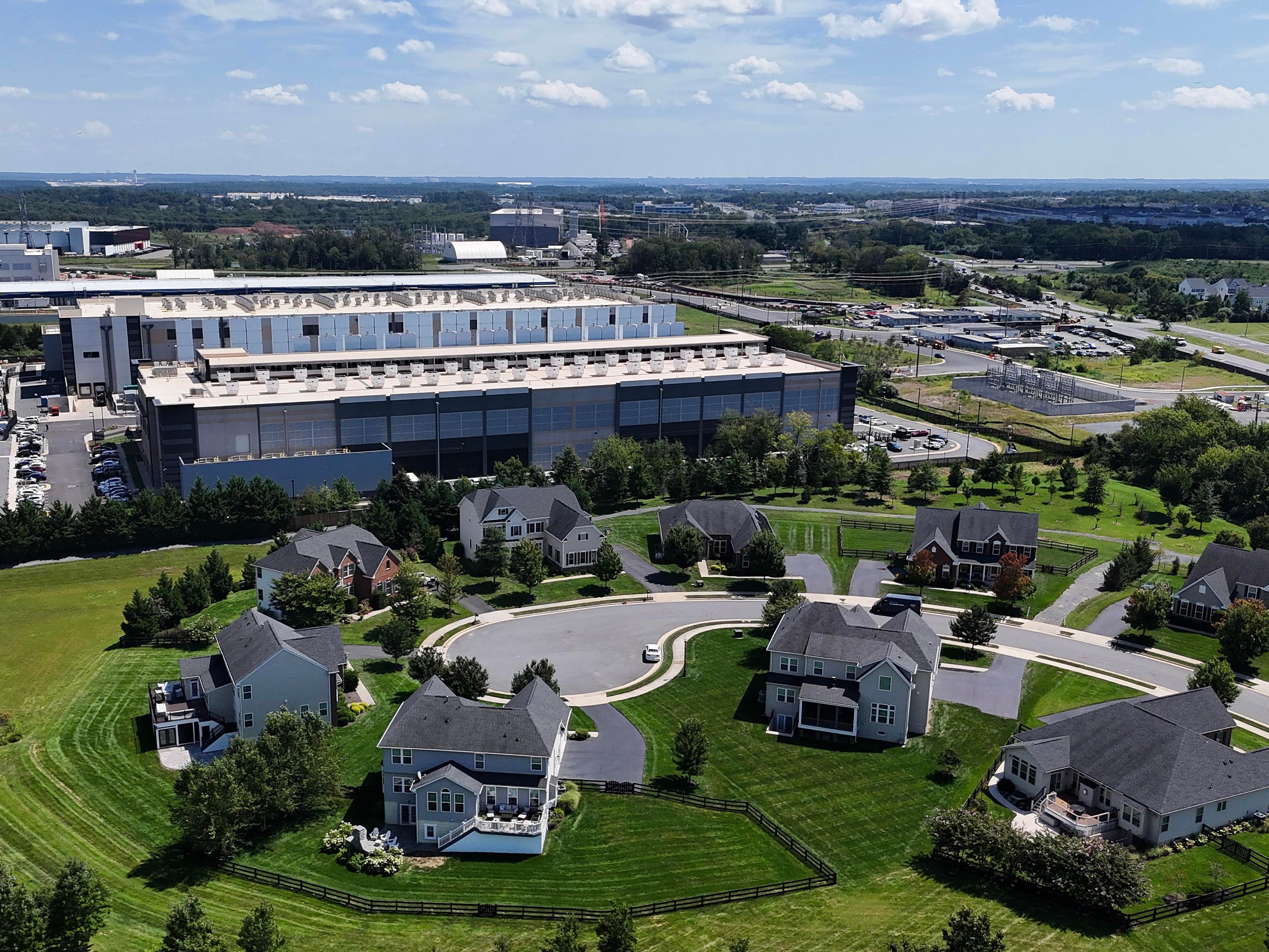 An aerial view of a data center