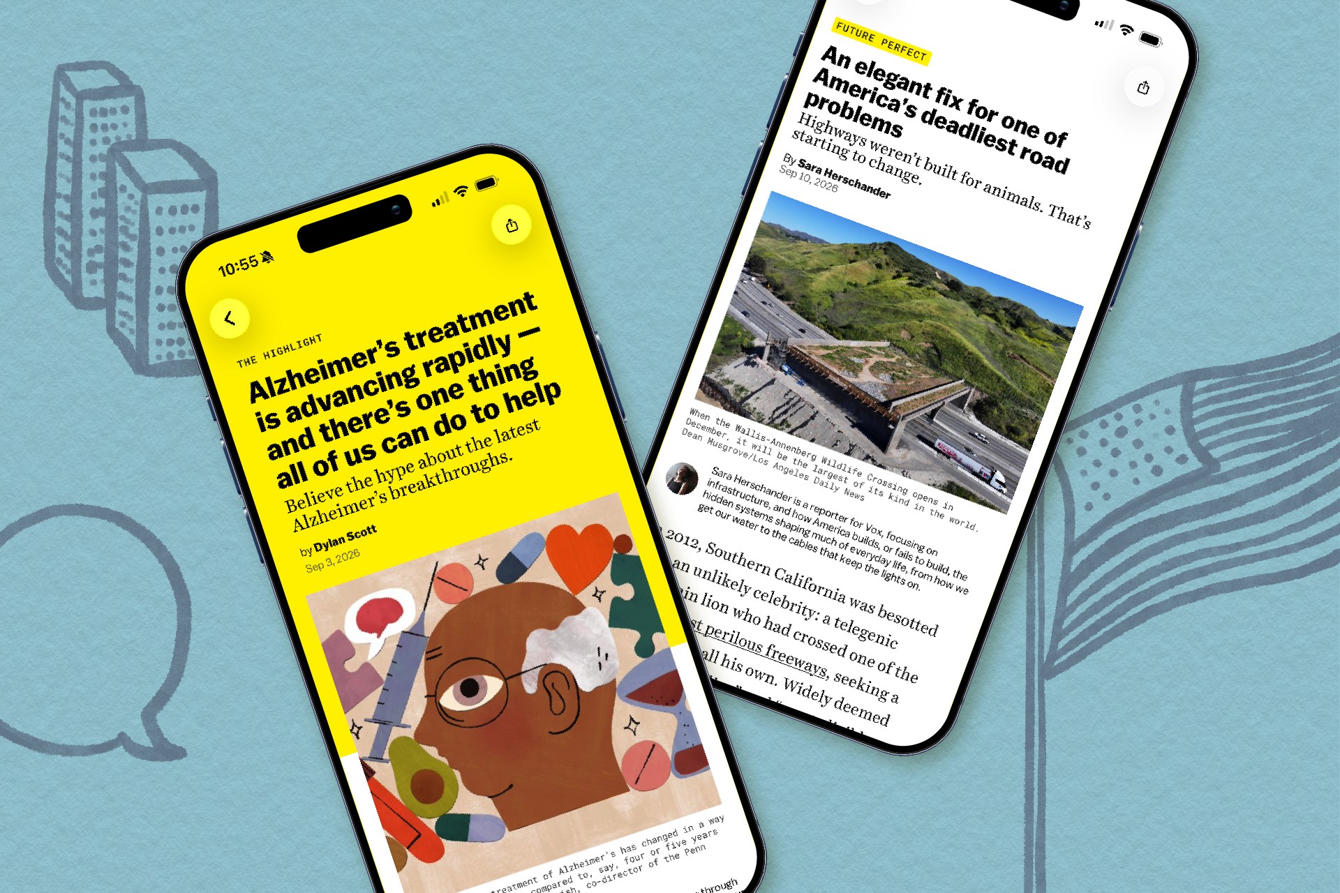 Screenshots of Vox articles from the app