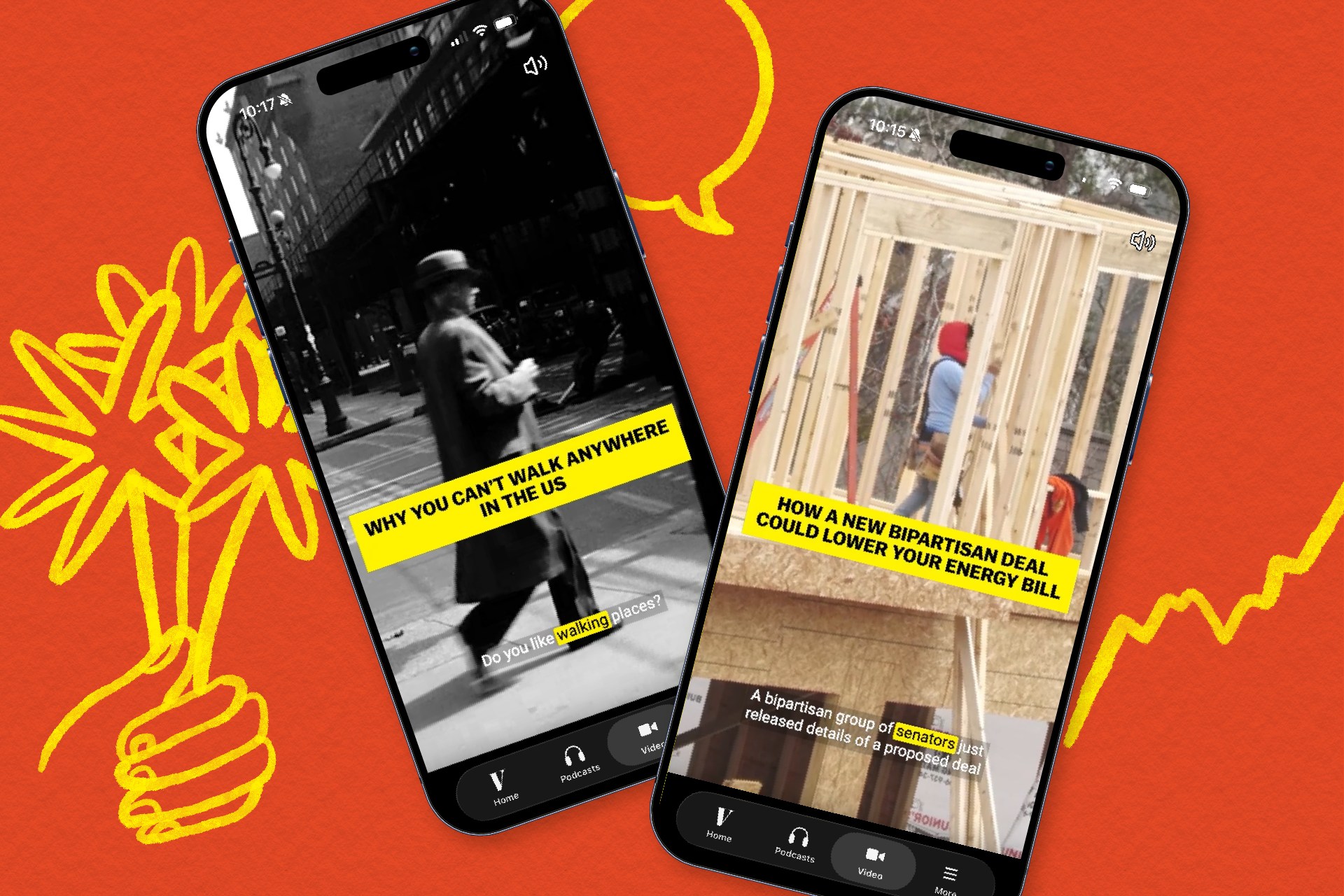 Screenshots of Vox videos from the app