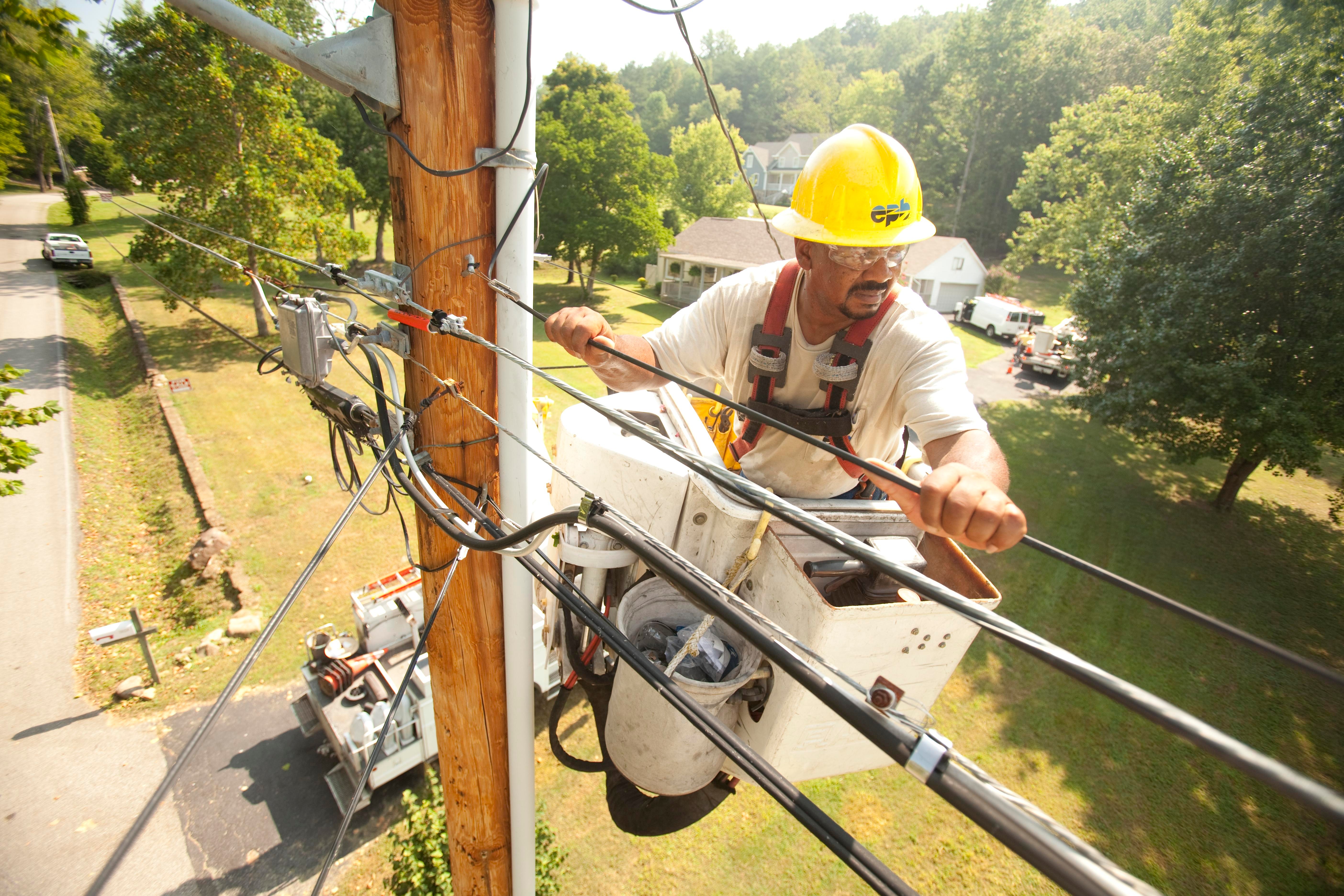 EPB worker stringing fiber
