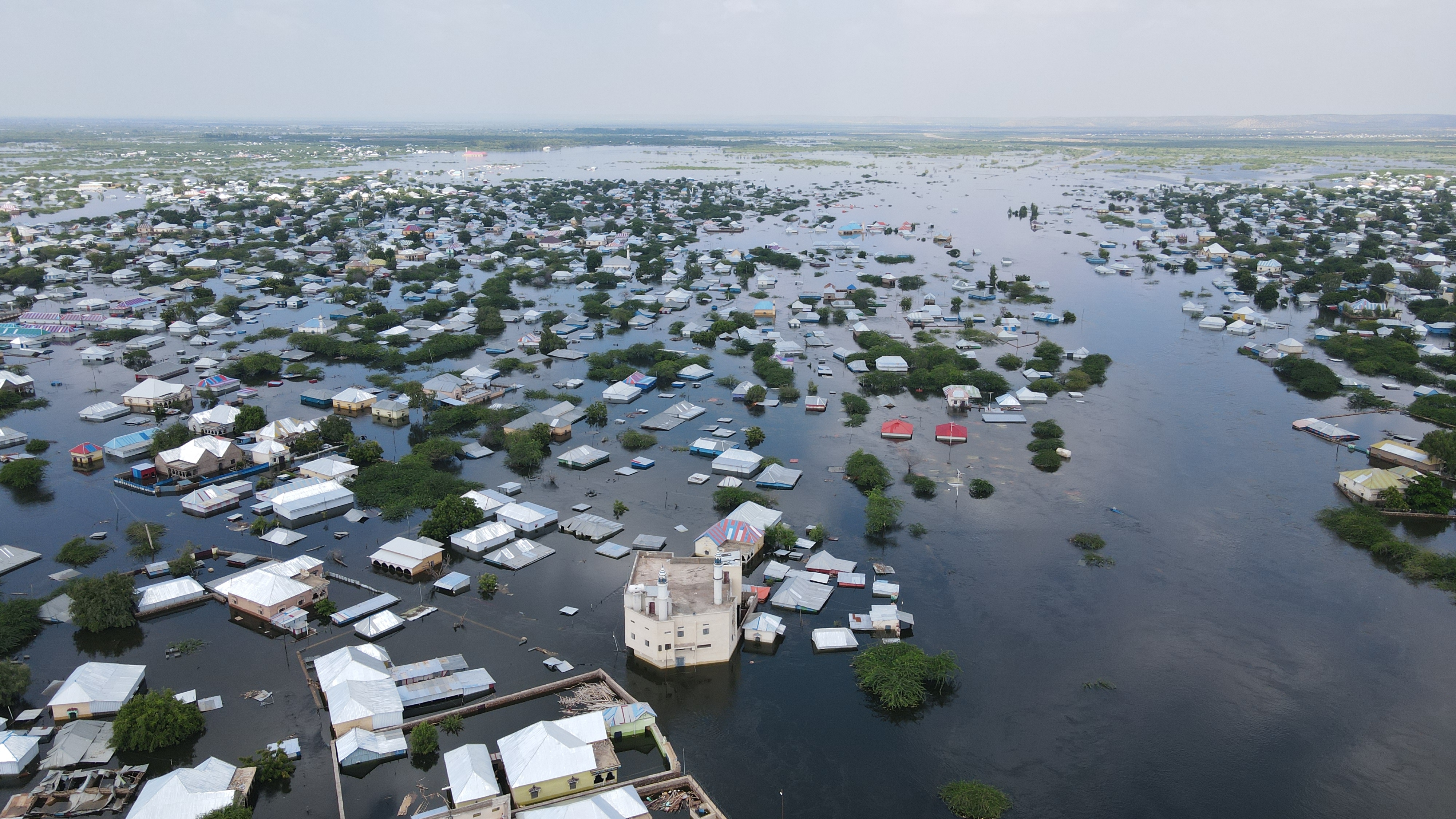 Aerial photo shows a view of flood-hit Beledweyne, central Somalia, Nov. 20, 2023