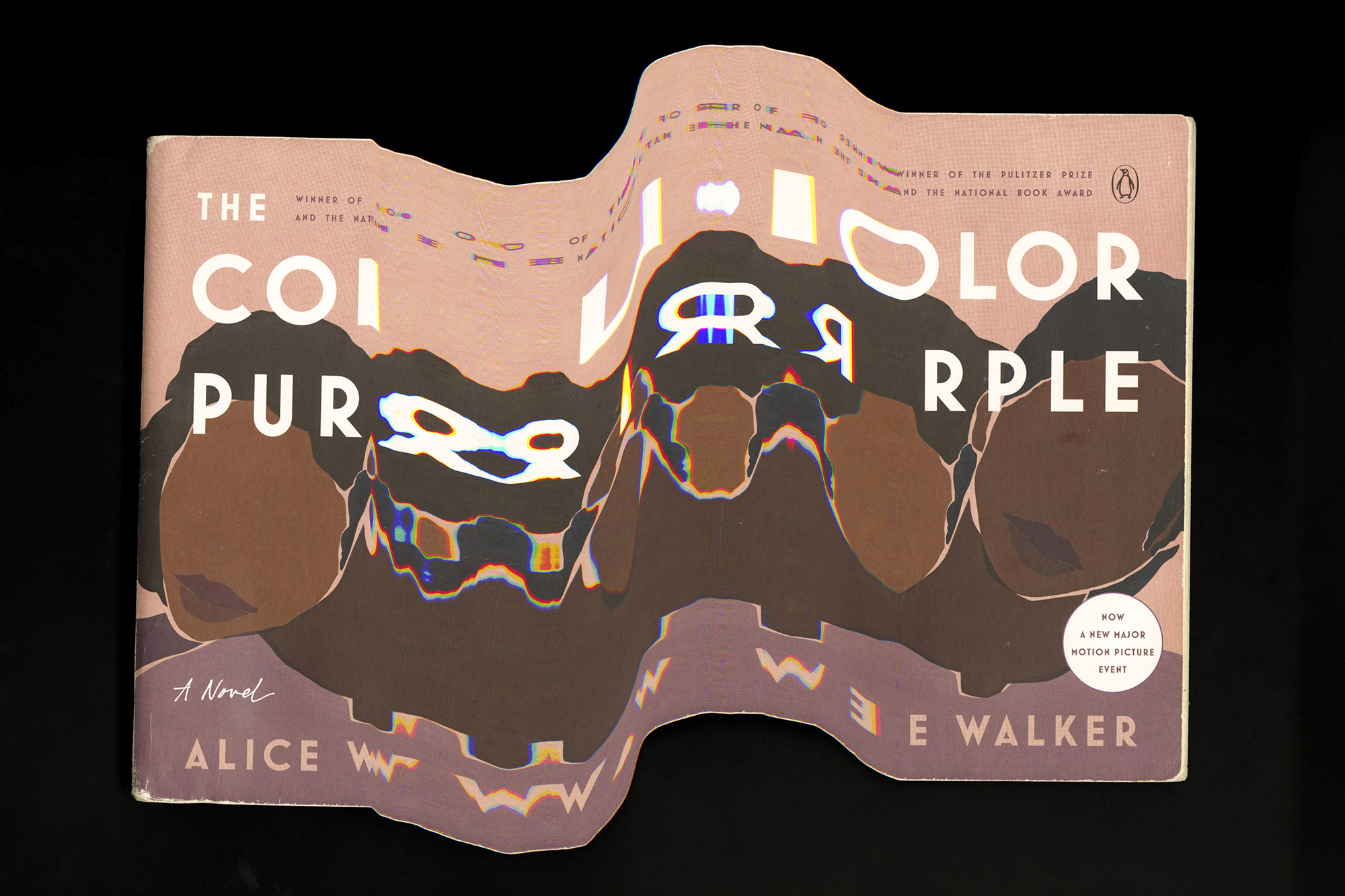 Distorted scan of cover of "Color Purple" book.